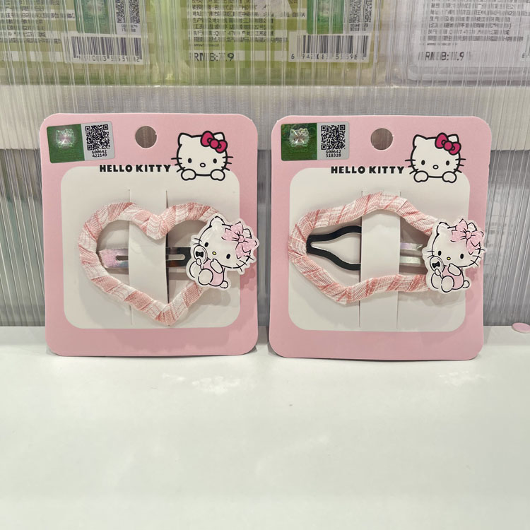 名创优品Hellokitty格纹绕布发夹