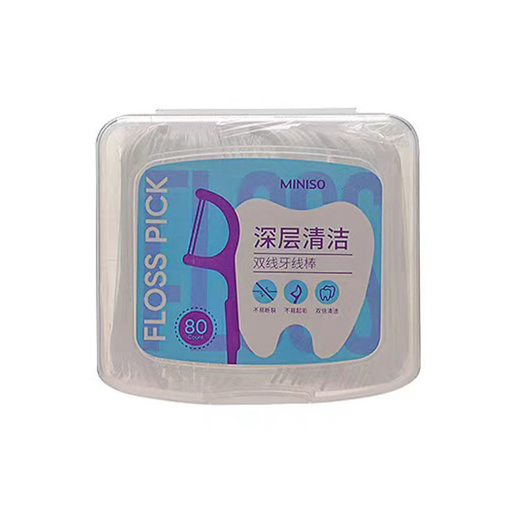 MINISO名创优品双线深层清洁牙线棒（80支装）口腔牙缝清洁牙签,洗护清洁剂/卫生巾/纸/香薰,牙线/牙线棒,淘宝优惠券,粉丝福利购,淘宝优惠卷