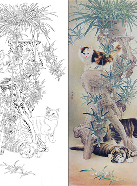 临摹练习线描实物打印稿工笔画