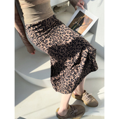 2026春秋新款 微胖mm显瘦直筒裙 时髦穿搭复古豹纹高腰半身裙女大码