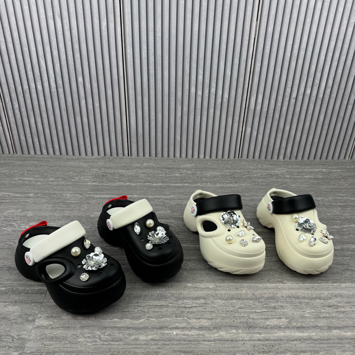 夏新款水钻珍珠厚底包头洞洞鞋