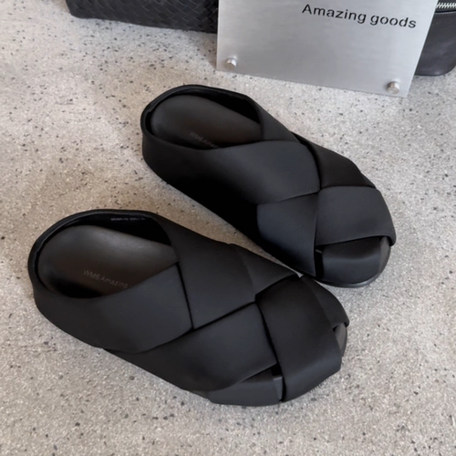 WM6欧货真皮厚底增高女款一字拖