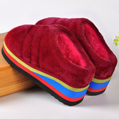 女高跟厚底坡跟居家保暖泡沫底松糕底半包跟手工棉拖鞋 冬季 棉拖鞋