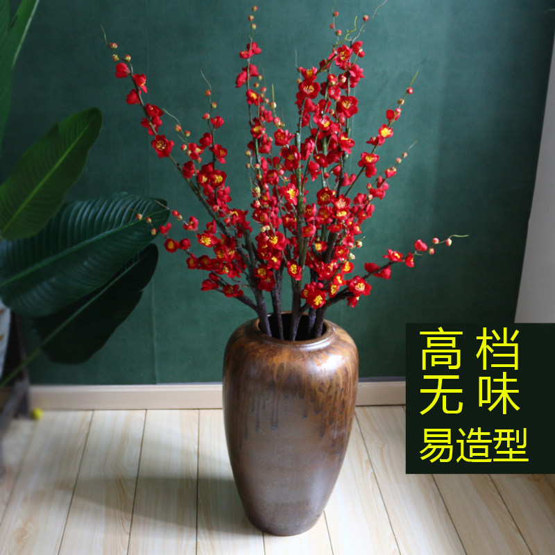 高档仿真腊梅梅花枝梅花树摆件枝条落地花家居摆放家居摆件装饰