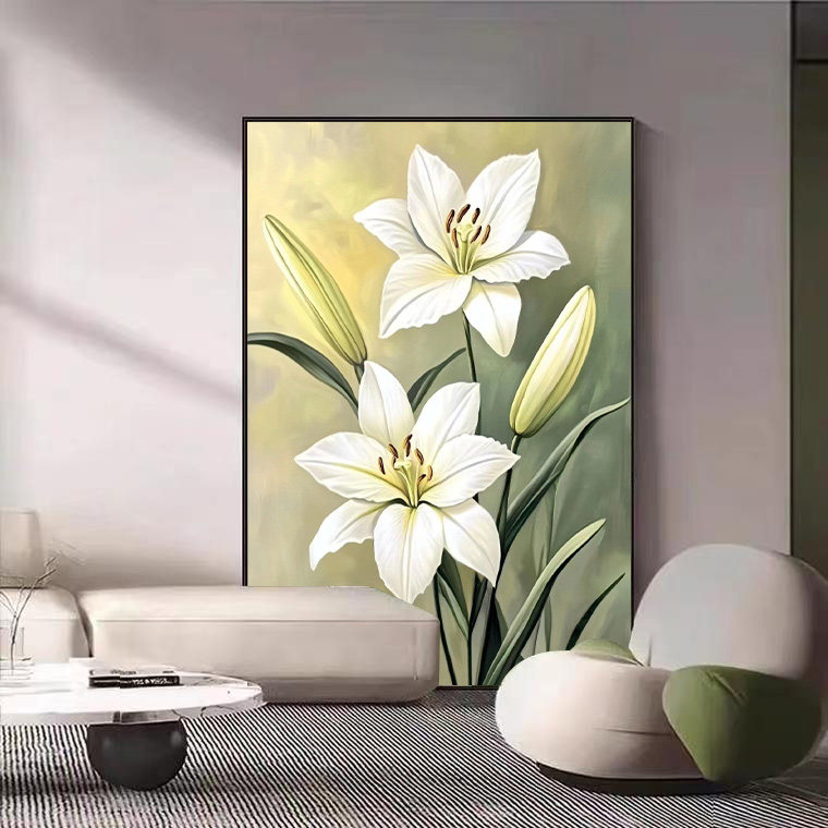 百合花走廊挂画玄关装饰画