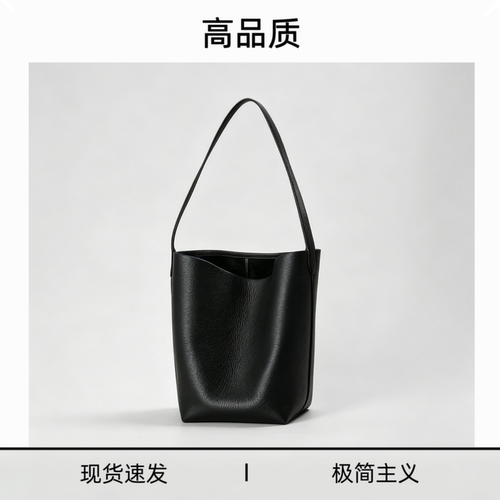 单肩手提包极简大容量真皮水桶包