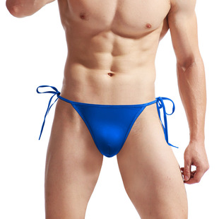 新款情趣弹力冰丝男士系带内裤 性感无痕透气丁字裤T裤式