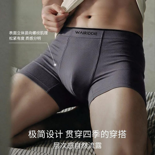 网纱螺纹纯色纹理男士内裤批发简约中腰男大码透气男士平角裤底裤