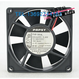 原装德国papst 9cm9225 24V 2.4W TYP 3414 双滚珠变频器散热风扇
