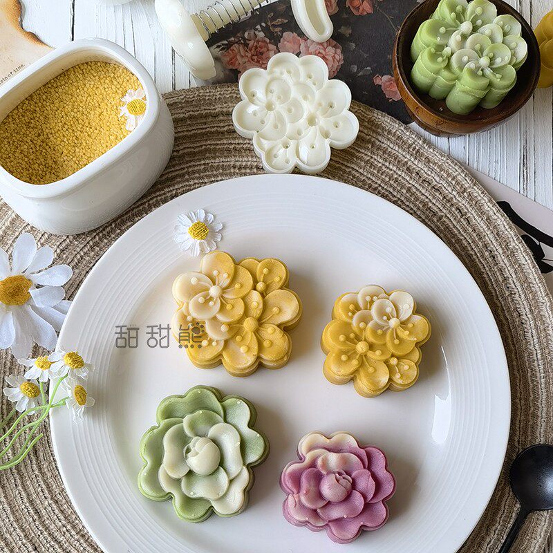 20-75克玫瑰花梅花绿豆糕一口酥甜品月饼模具手工按压式糕点工具