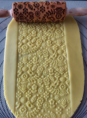 TITIBEAR印花擀面杖蒲公英兔子小鸟花朵饼干模具加深雕刻烘焙工具