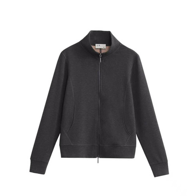 羊毛立领外套！2025秋冬新款软黄金半高领女长袖拉链上衣宽松开衫