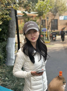 D家无标女秋冬新款长袖休闲百搭纯色连帽修身显瘦羽绒服外套棉服