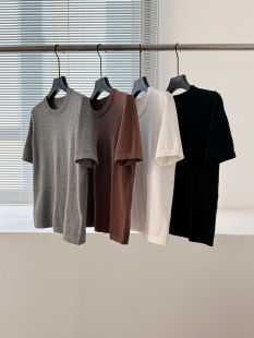 ROW家低调知识份子风女简约基础纯色后中缝圆领百搭短袖 T恤 针织衫