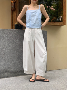 SEAWHEN海维恩 新品减龄洋气抗皱防晒宽松显瘦阔腿轻薄九分杨桃裤