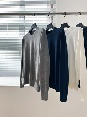 柜货！100精纺高支棉线！藏肉显瘦没得说！女秋长袖圆领针织T恤女