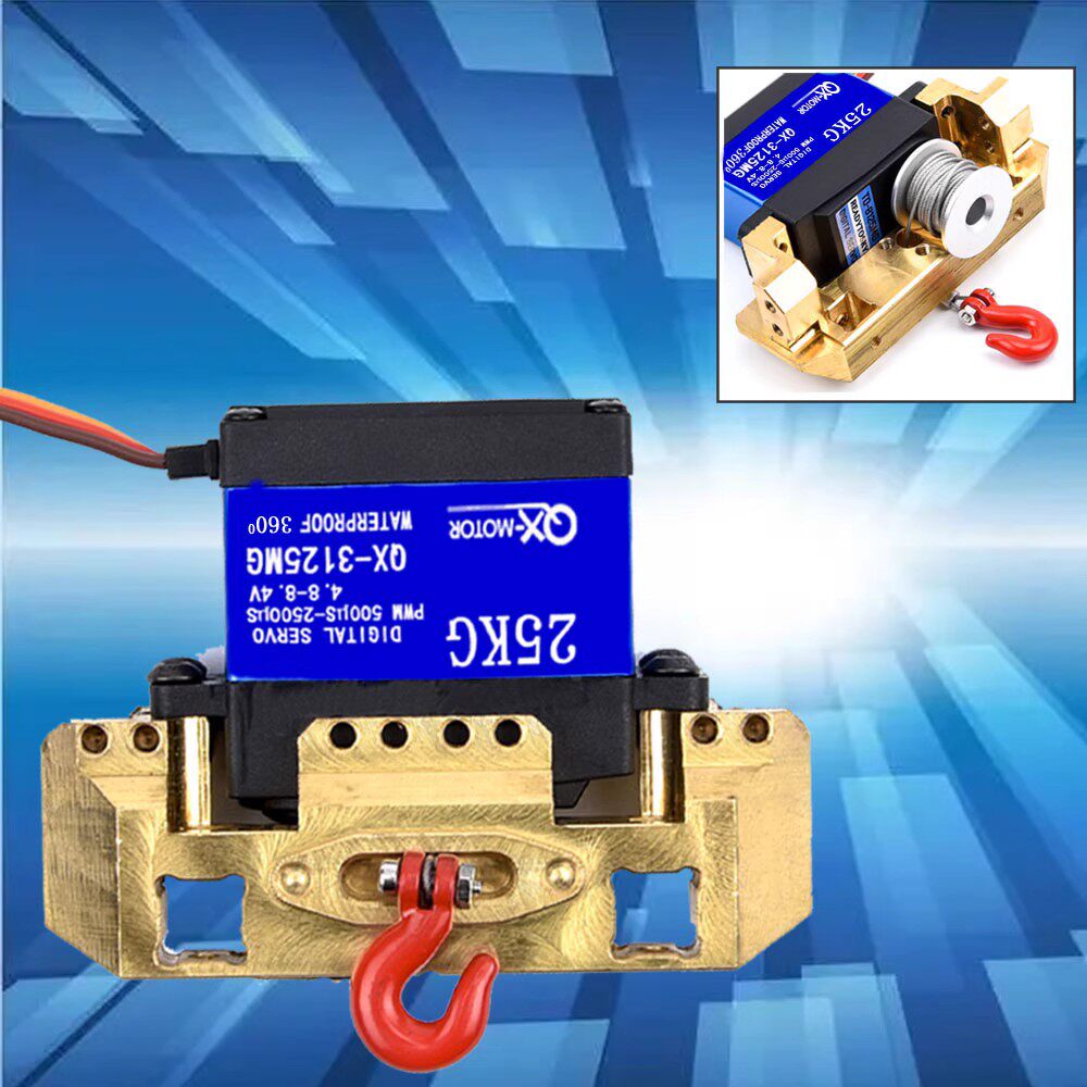 绞盘轮数字舵机 20KG25kg30kg35kg1/10仿真 攀爬车 TRX4黄铜支架图片
