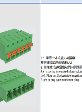 FPCB012FMT-381一体式插头与插座绿色端子弹簧式接线 3.81MM间距