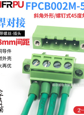 FPCB002M双侧带螺丝型斜角外形插头对接插拔式5.08MM间距接线端子