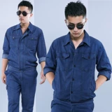 Летний тонкий джинсовый износостойкий комбинезон, лонгслив для работы