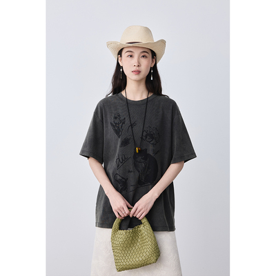 CAREMIND原创涂鸦印花宽松T恤