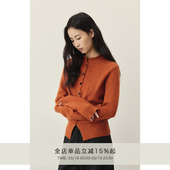 单排扣长袖 CAREMIND小众设计感貉子绒保暖针织衫 毛衣 南瓜毛衣