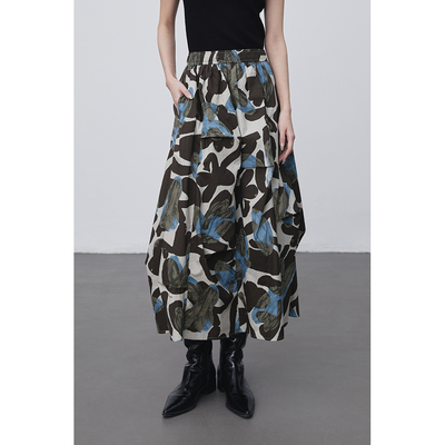 CAREMIND不规则设计感印花半身裙