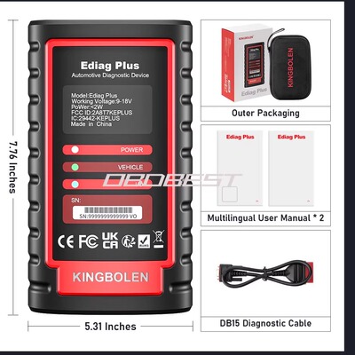KINGBOLEN Ediag Plus OBD2 汽车故障检测仪 全车诊断仪 海外配置