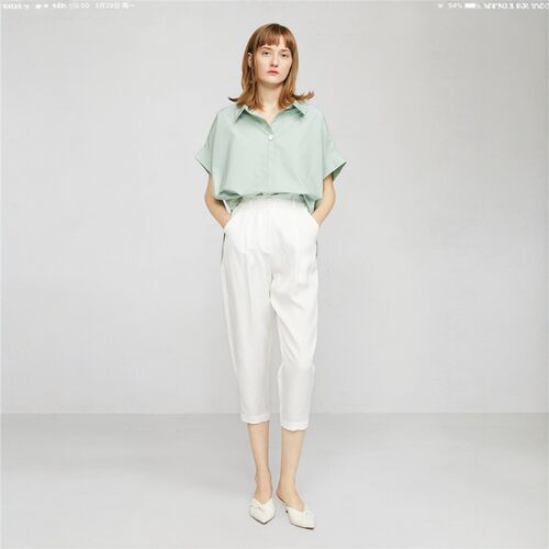 CAROLINE卡洛琳2021夏季专柜正品短袖衬衫上衣N62D3401-2180