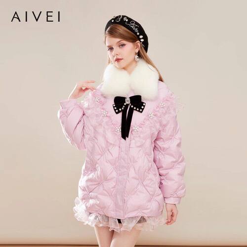 AIVEI/艾薇2023冬季新款甜美羽绒服外套专柜正品Q066S040-4280