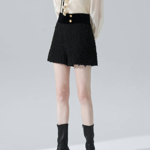 CAROLINE/卡洛琳高腰阔腿短裤子2021冬季专柜正品N662802A-1-1880