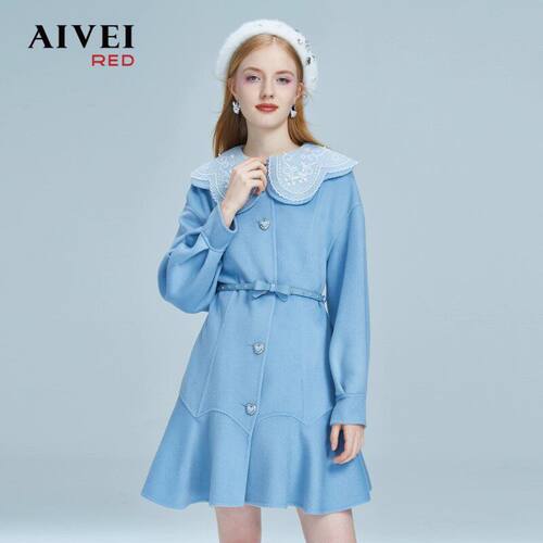 AIVEI/艾薇2022冬季毛呢外套女大衣专柜正品P0660110-3380