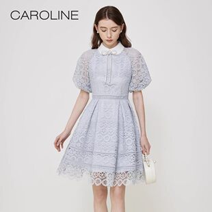 CAROLINE卡洛琳春夏新款翻领花边收腰连衣裙ECRCAC91-1980