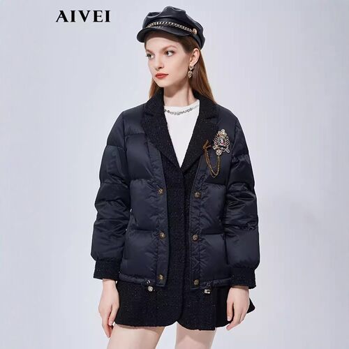 AIVEI/艾薇2021冬季西装领羽绒服外套专柜正品N0660011-3580