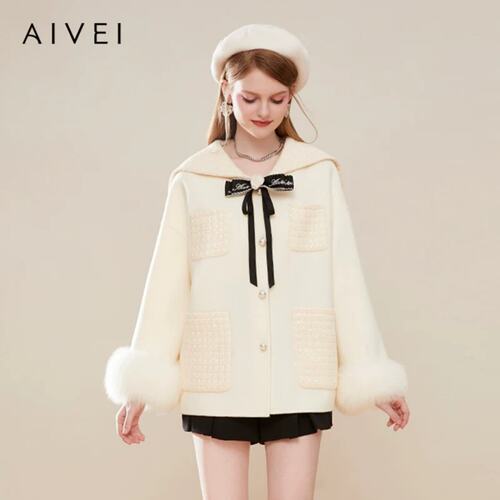 AIVEI/艾薇2023冬季毛呢外套上衣专柜正品Q0660101-4680