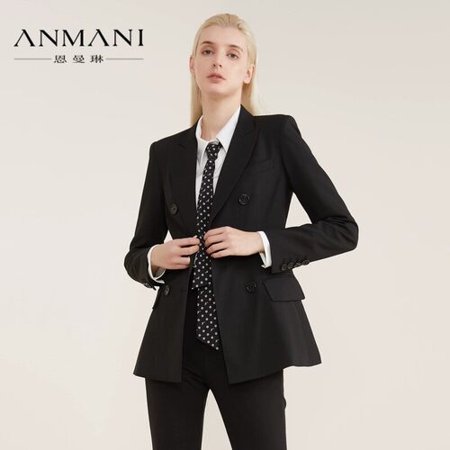 ANMANI/恩曼琳 黑色西装外套2021春季专柜正品N30A4801-3580