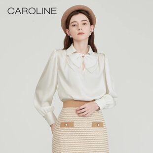 CAROLINE卡洛琳 22秋季新款通勤珍珠蝴蝶结法式衬衫上衣ECRCCD59