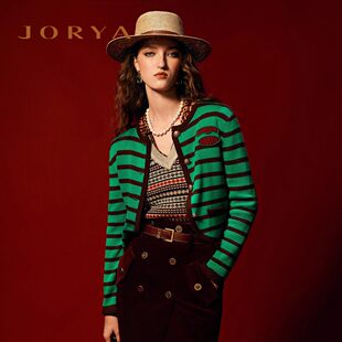 JORYA/卓雅针织衫条纹开襟外套外套2022秋季专柜O146301E-428
