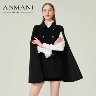 【羊毛】ANMANI恩曼琳秋冬双排扣斗篷毛呢大衣EANBCG35-3980