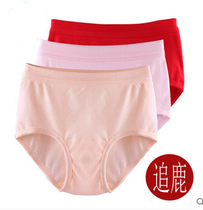 追鹿女士纯棉大码三角内裤中老年全棉质高腰宽松内裤女100%纯色
