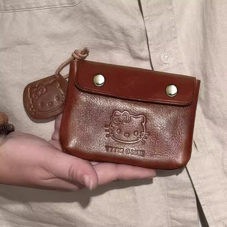 复古手工皮质可爱零钱包