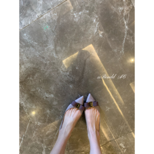 Boudd AC 时尚尖头蝴蝶结浅口单鞋女内增高真皮女鞋一脚蹬鞋子