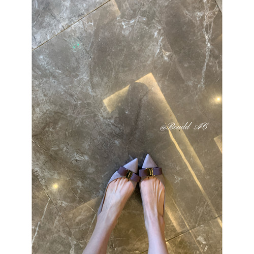 Boudd AC 时尚尖头蝴蝶结浅口单鞋女内增高真皮女鞋一脚蹬鞋子
