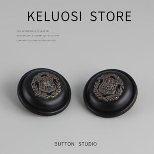 KELUOSI 高档金属扣纽扣黑色大衣扣男女风衣扣西装毛呢外套扣配件