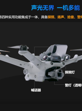 Matrice3D大僵机场无人机探照灯喊话器LP20扬声拾音警灯适配3TD
