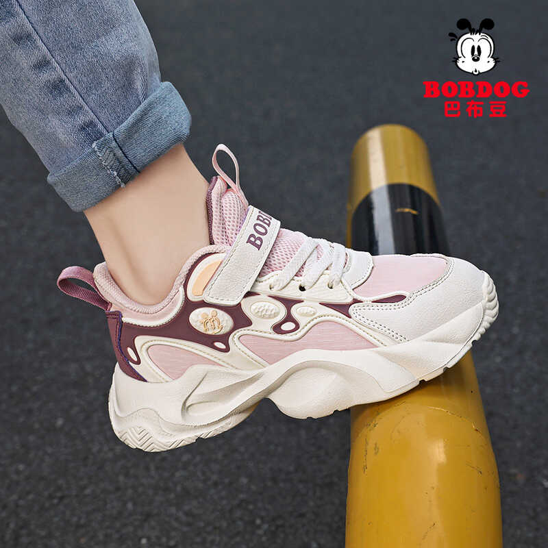 巴布豆春秋防水皮面儿童运动鞋