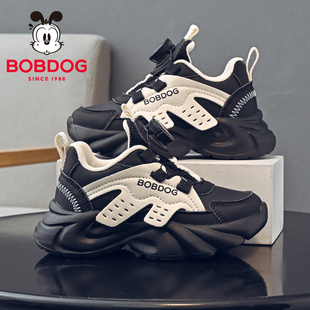 皮面防水旋转纽扣儿童老爹鞋 2025春秋新款 潮 男童运动鞋 巴布豆童鞋