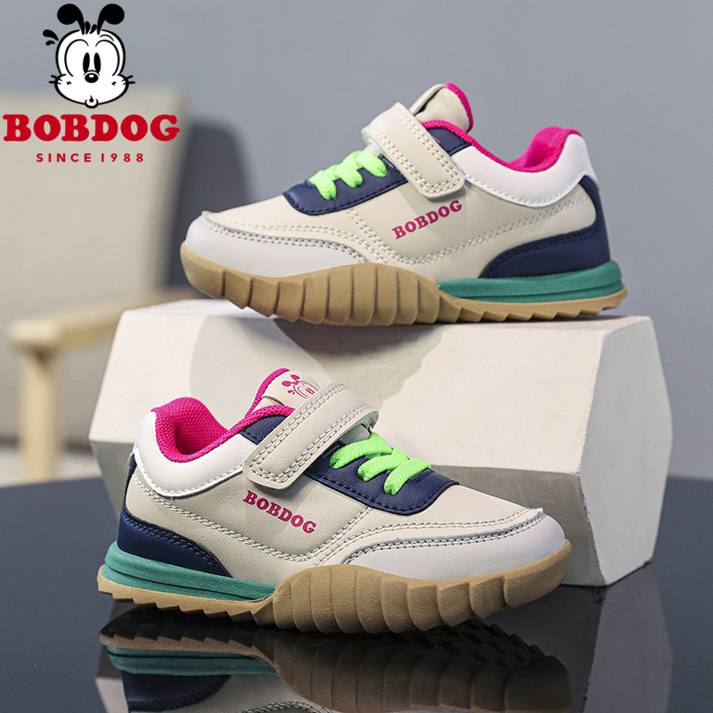巴布豆防水皮面儿童潮牌运动鞋