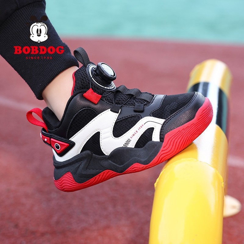 巴布豆童鞋男童运动鞋2025春秋新款中大童皮面防水儿童时尚篮球鞋