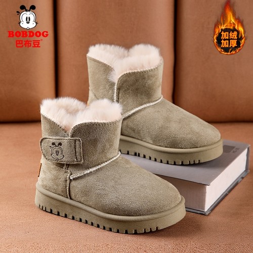 巴布豆冬季加绒加厚儿童雪地靴